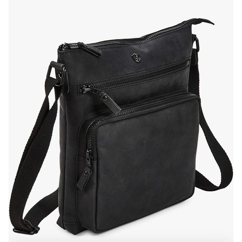 Cochoa Black‎ Hunter Leather Crossbody Bag Messenger Travel Utility Bag NEW